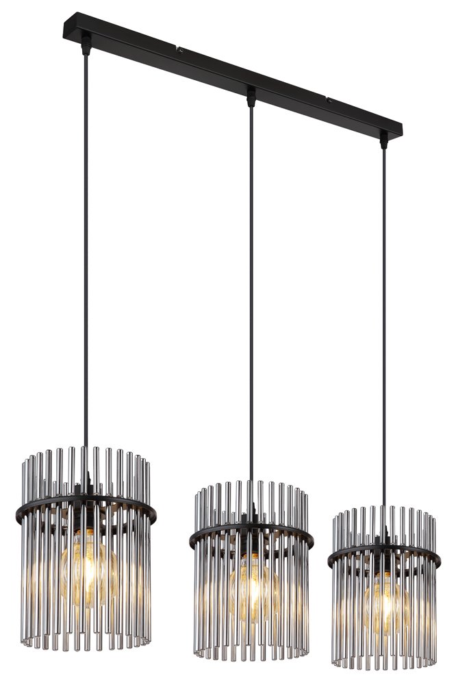 Pakabinamas šviestuvas GLOBO Gorley, 3 x E27, 60W, 230V, reguliuojamas aukštis, juodas kabelis PVC, 800x200x1400 mm, 15698-3H