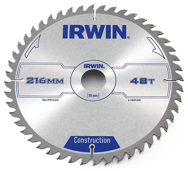 Medžio pjovimo diskas su kietmetaliu IRWIN, 216 mm x 48 T