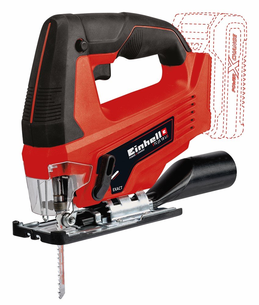 Akumuliatorinis siaurapjūklis EINHELL TC-JS 18 Li - Solo, 18 V, pjovimo kampo reguliavimas, dulkių nusiurbimas, be akumuliatorių ir kroviklio