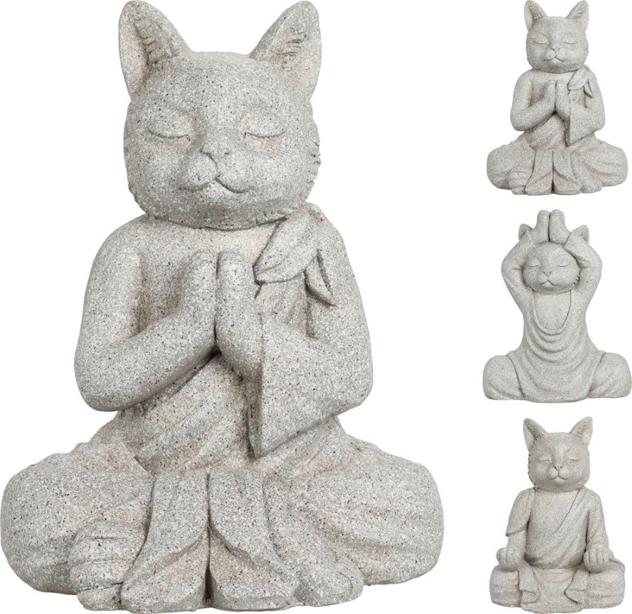 Sodo dekoracija BUDDHA KATINAS, 3 skirtingų dizainų, 29 x 20 x 40 cm.