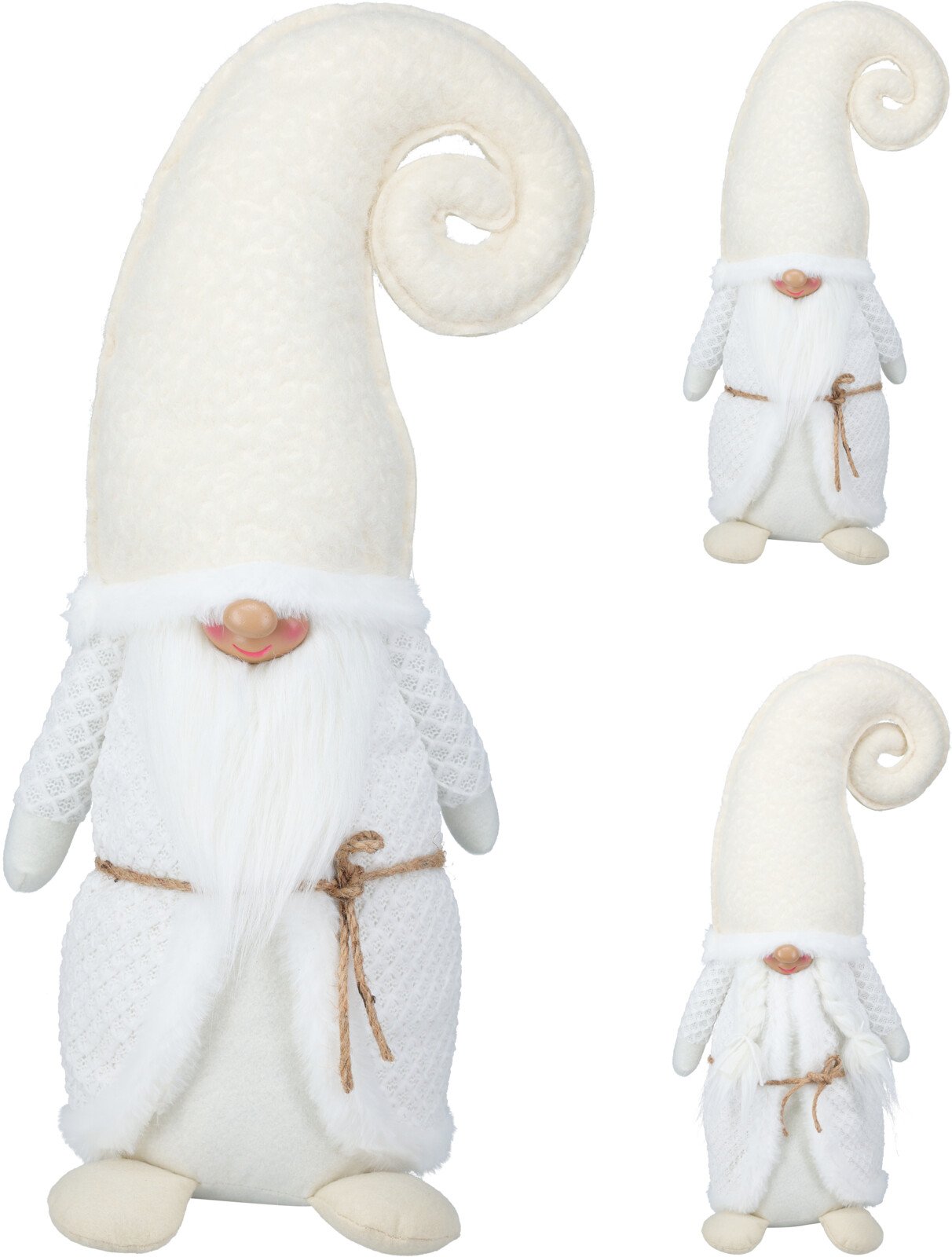 Kalėdinė dekoracija Nykštukas, baltos sp., 2 skirtingi dizainai, 25 x 15 x 51 cm.