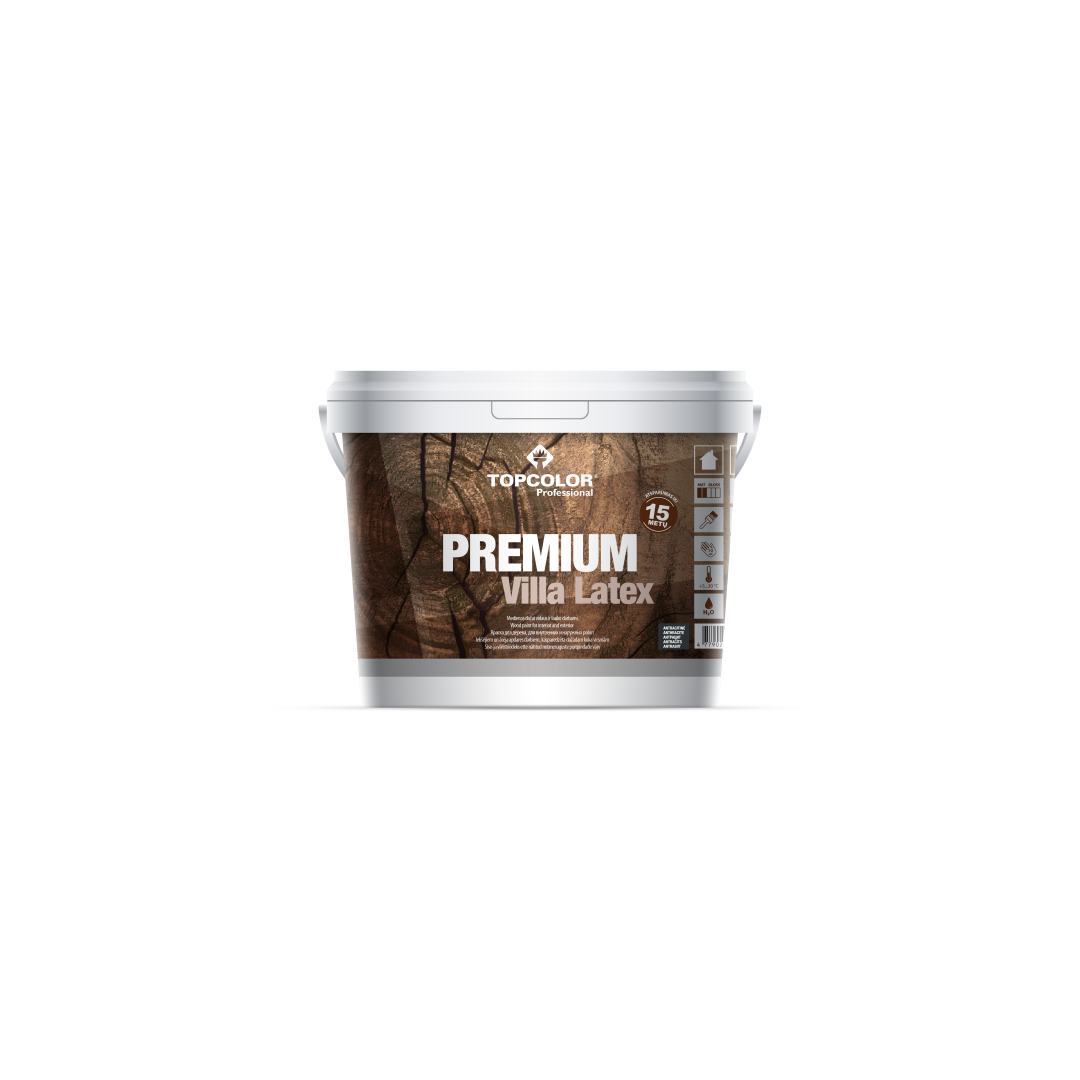 Medienos fasado dažai TOPCOLOR Premium Villa Latex, 3 l, antracito sp.