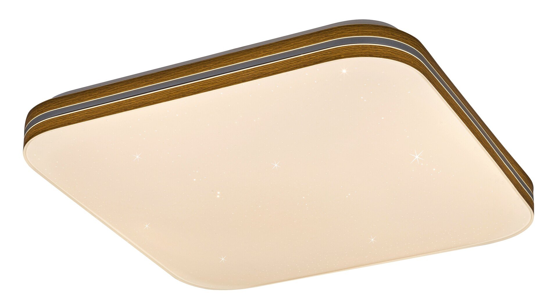 Lubinis LED šviestuvas RABALUX Oscar 3346, 18W, 1350lm, 3000K, 350 x 350 x 60 mm, IP20, žvaigždėto dangaus efektas, baltos spalvos su medžio imitacijos apvadais
