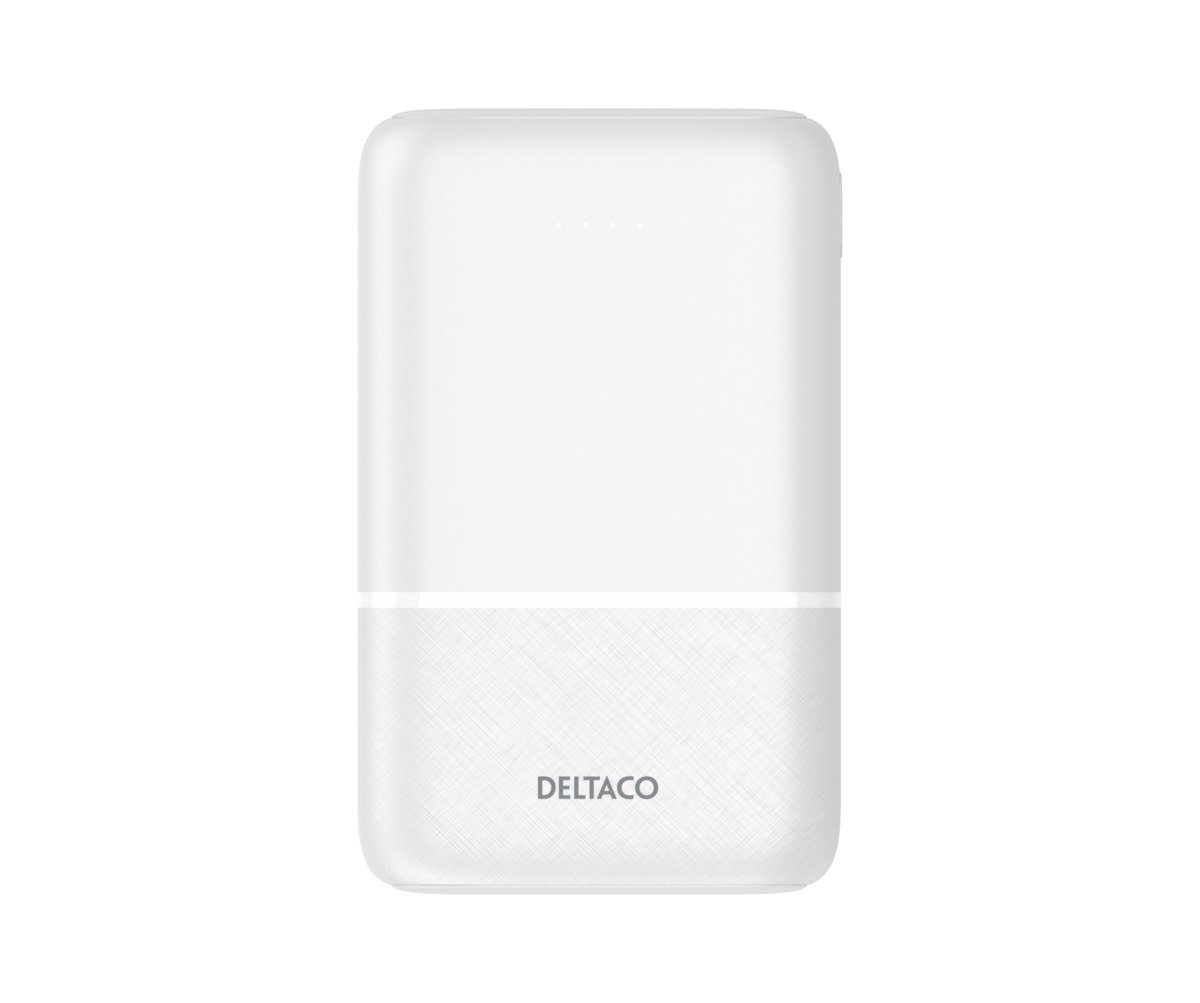 Išorinė baterija DELTACO PB-C1005, 10000 mAh, 2x USB-A, 1x USB-C, baltos sp.