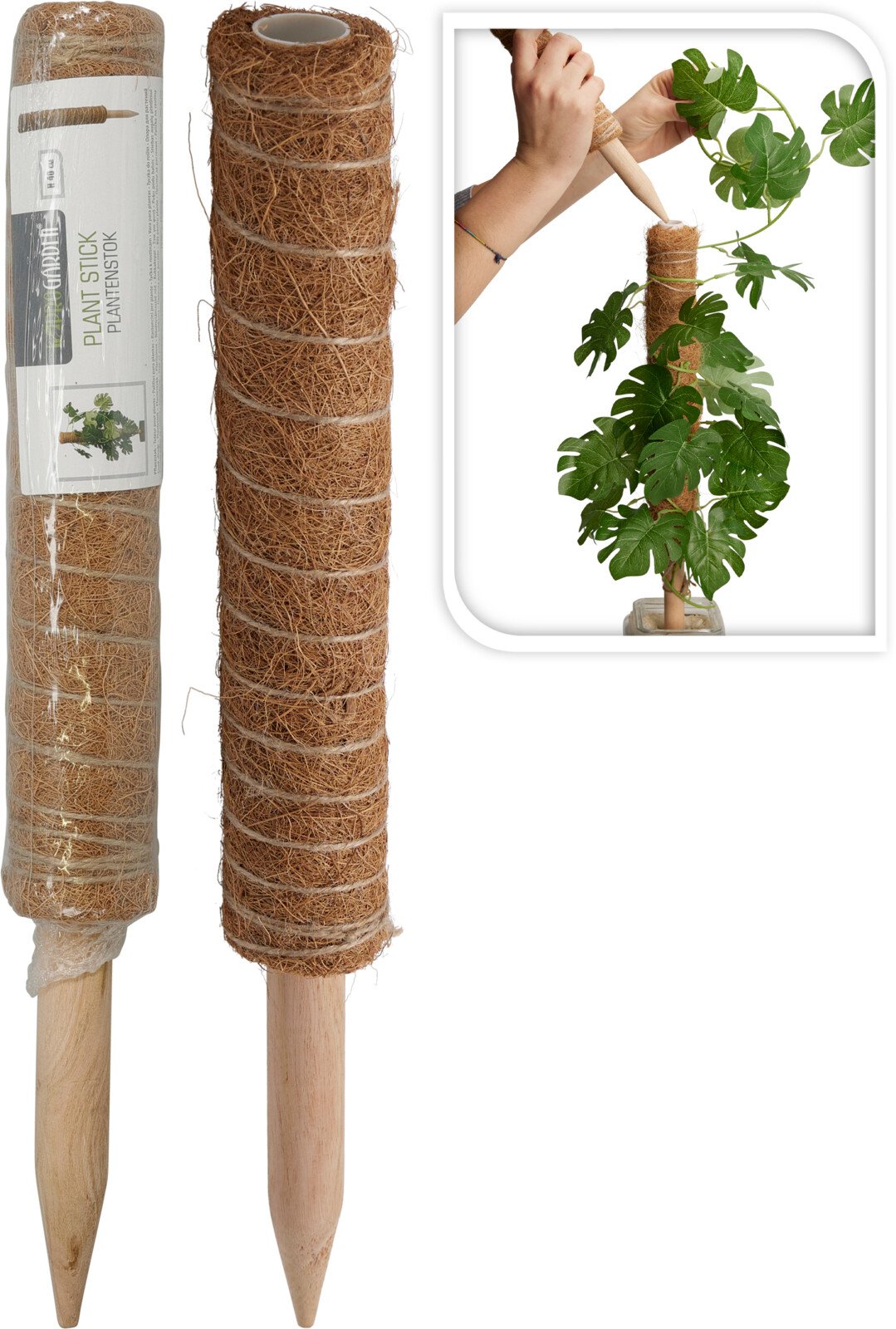 Kokosinė atrama augalams PROGARDEN, rudos sp., skersmuo 4,5 cm, aukštis 40 cm.