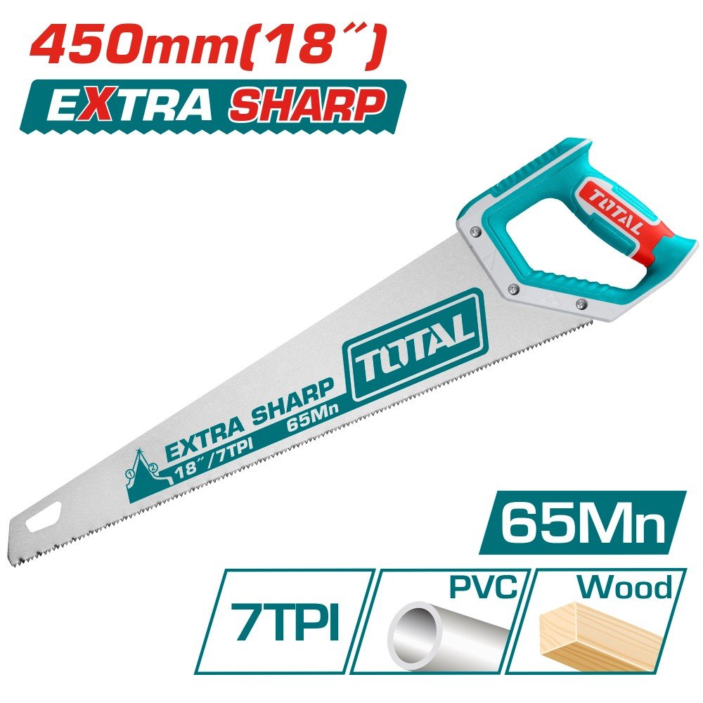 Pjūklas TOTAL, medienai, 0,9 mm, 7TPI, 450 mm, THT55450
