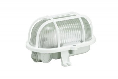 Specialiųjų patalpų šviestuvas PAWBOL, IP44, E27, 60 W, 220-240V, plastikas/stiklas, ovalus, su plastikinėm grotelėm, baltos spalvos, D.3151