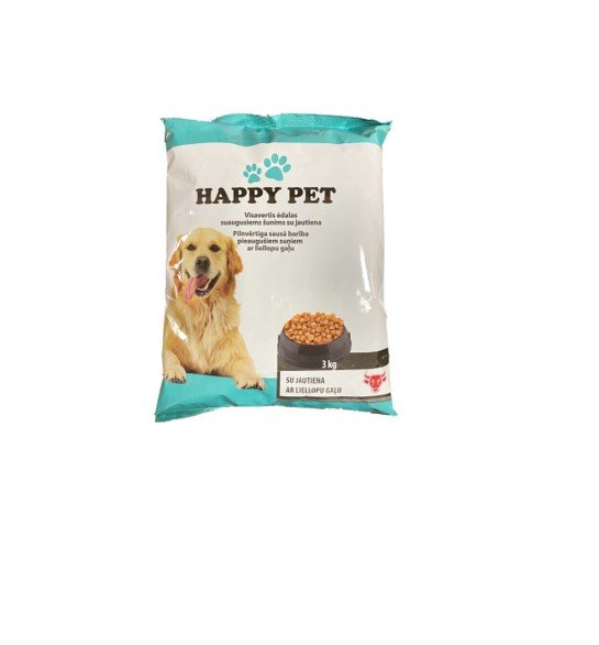 Sausas ėdalas šunims HAPPY PET, su jautiena, 3kg