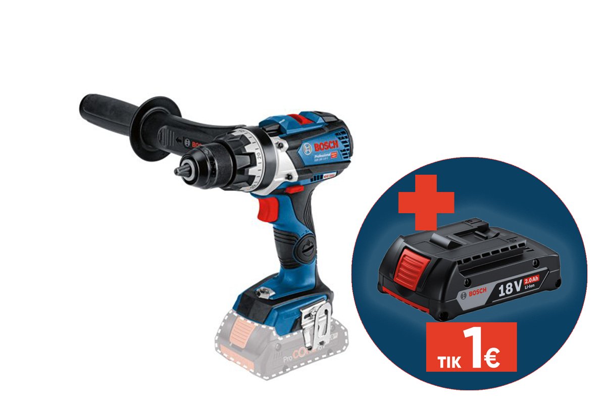 Akumuliatorinis suktuvas BOSCH Professional GSR, 18V-110 C, SOLO, sukimo momentas 47-85-110 Nm, 13 mm griebtuvas, 06019G0108, be akumuliatoriaus ir kroviklio