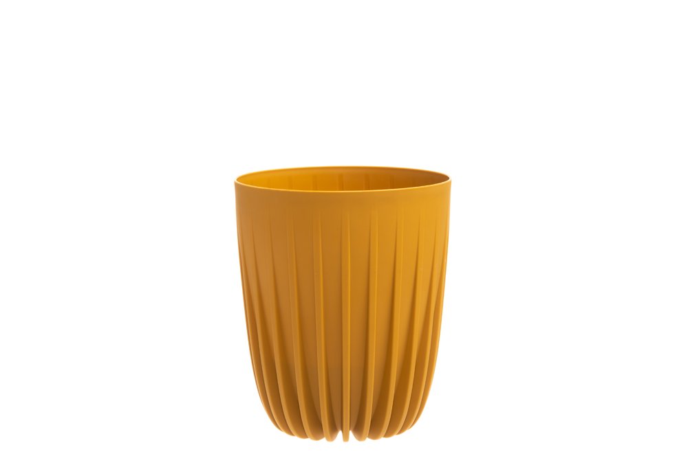 Plastikinis lauko vazonas 4Living Mira, geltonos sp., 19,5 x 19,5 x 22,5 cm.