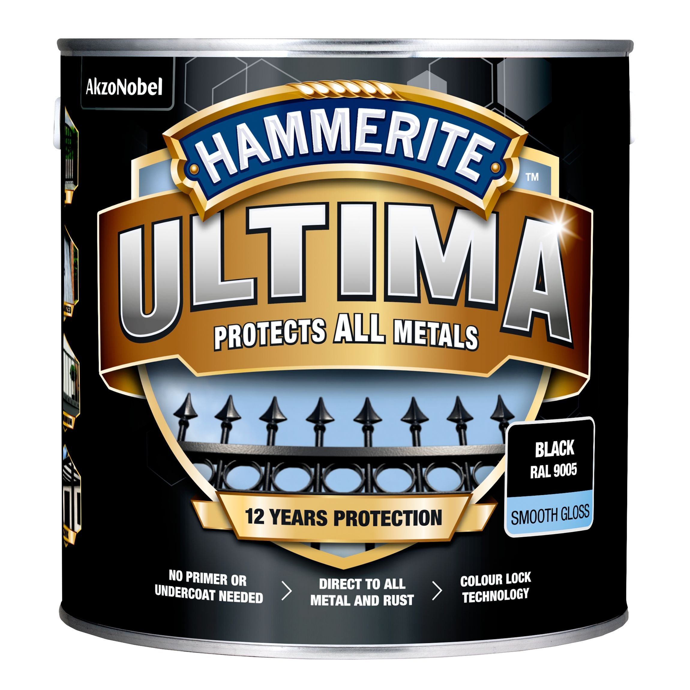 Antikoroziniai dažai HAMMERITE Ultima, 2,2 l, juodos sp., blizgūs