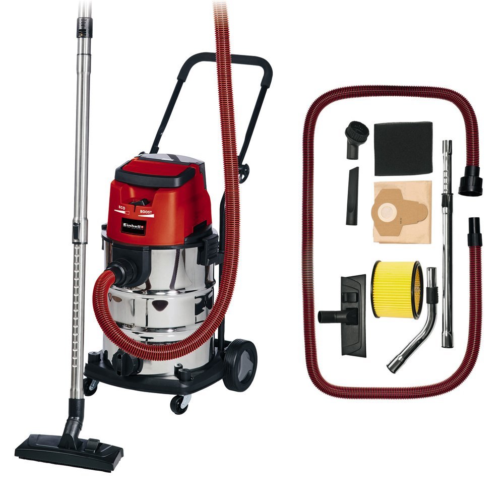 Akumuliatorinis dulkių siurblys EINHELL TE-VC, 36/30 Li S,18 V, Li-ion, siurbimo galia 150 mbar, garso slėgio lygis 76 dB (A), talpa 30 l, svoris 8,08kg, be akum