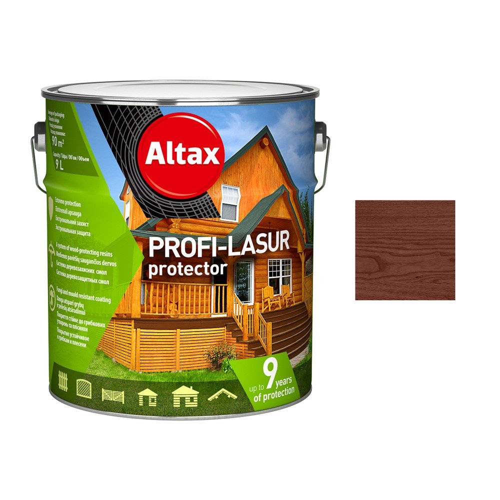 Medienos impregnantas ALTAX Profi-Lasur Protektor, 9 l, riešuto sp.