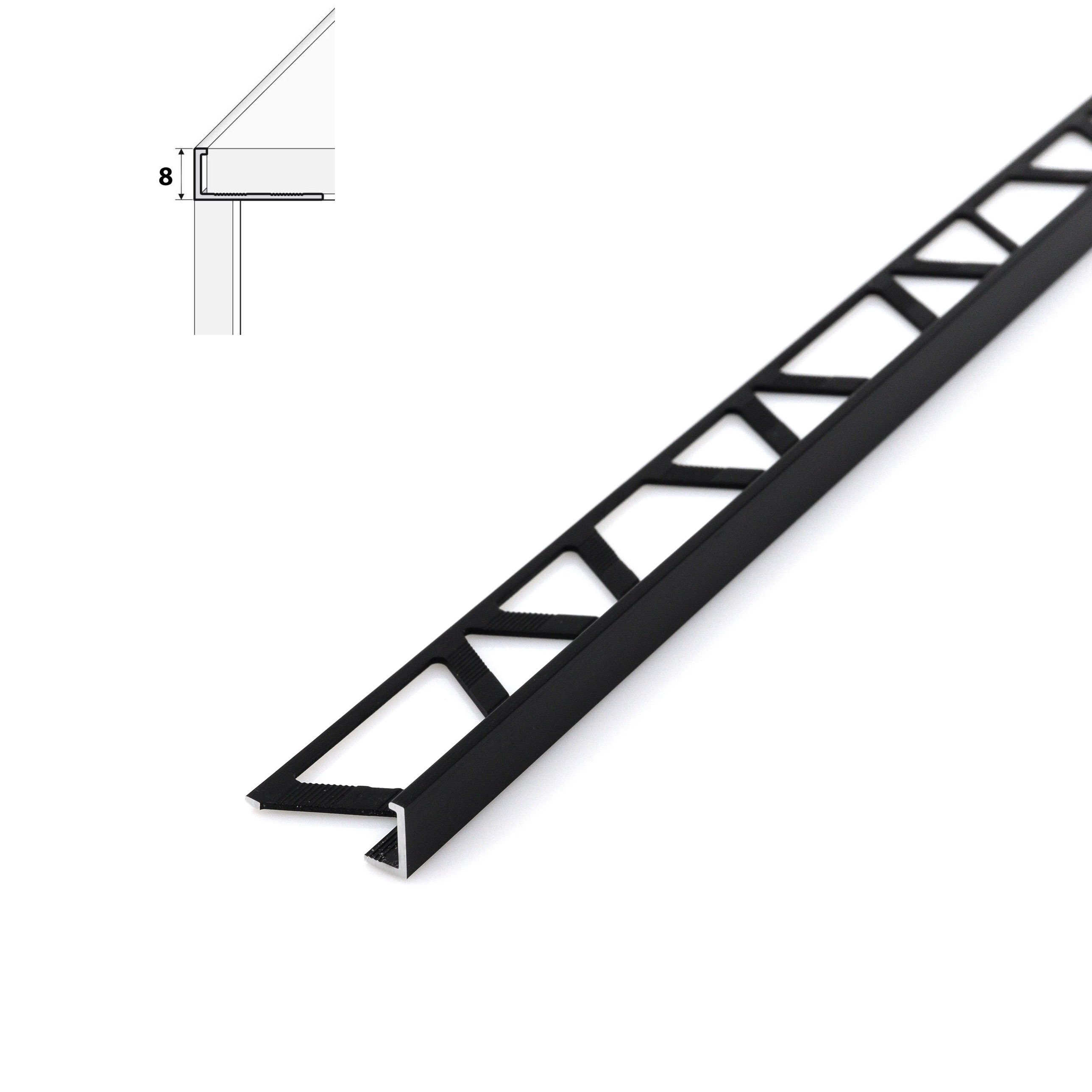 Aliumininė užbaigimo juostelė HESORA H 50 D5, 0,8 x 250 cm, mat, juodos