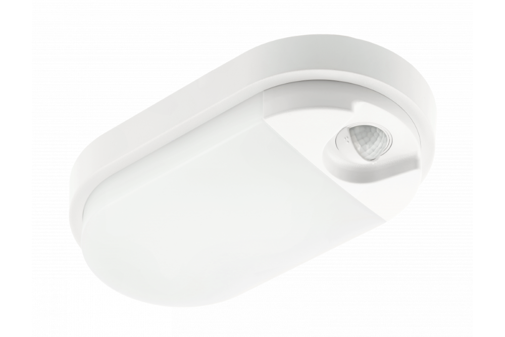 Lauko sieninis LED šviestuvas GTV Nicea, 20 W, 1900 lm, su judesio jutikliu, IP65, baltos sp.