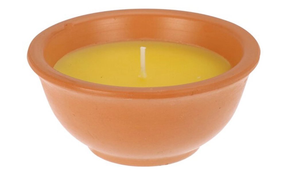 Žvakė nuo uodų CITRONELLA, terakotos indelyje