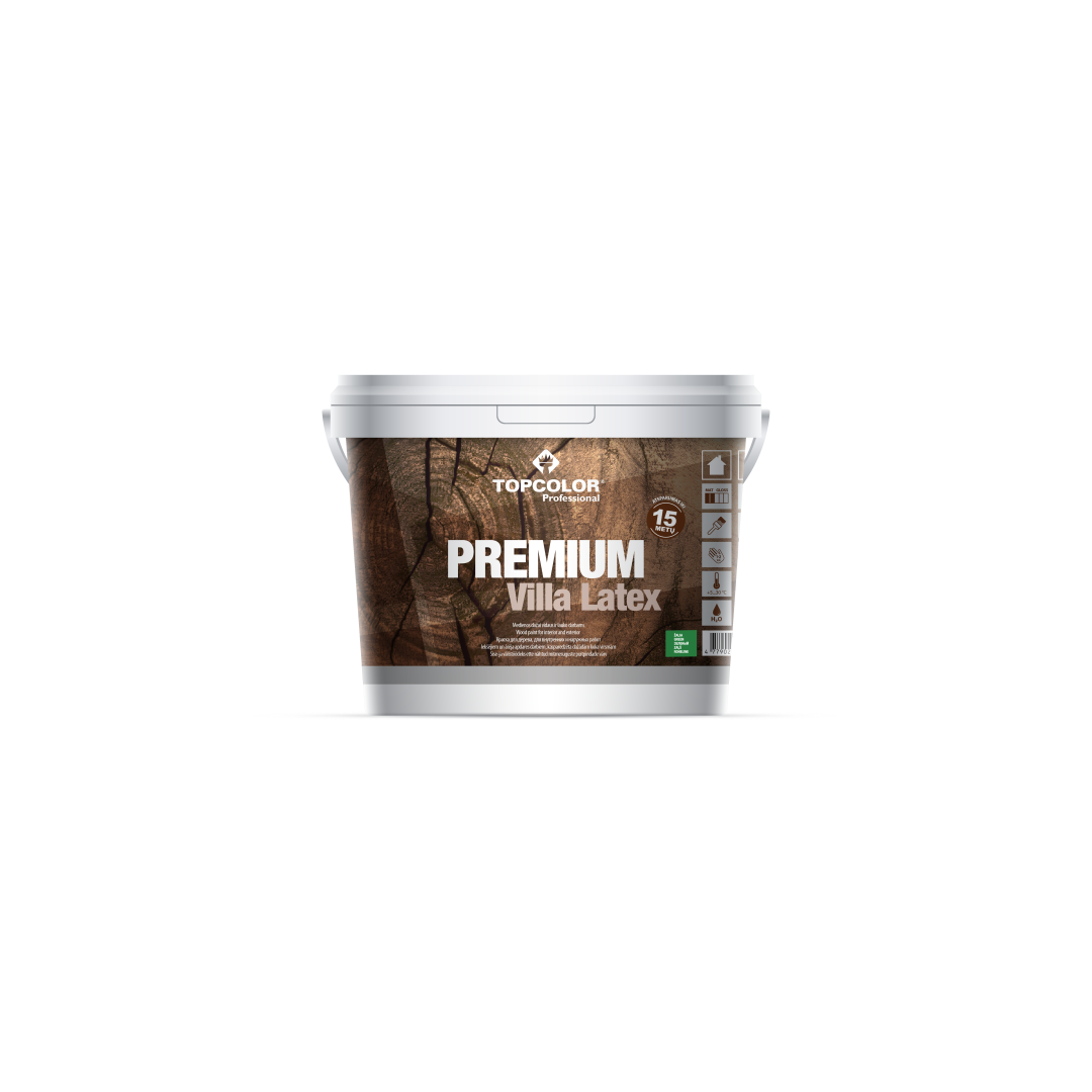 Medienos fasado dažai TOPCOLOR Premium Villa Latex, 3 l, žalios sp.