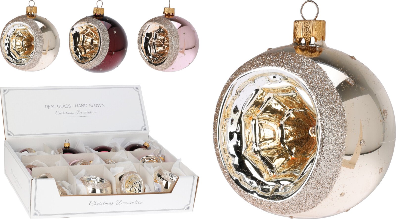 Eglutės žaisliukas, 3 skirtingos spalvos, skersmuo 6 cm