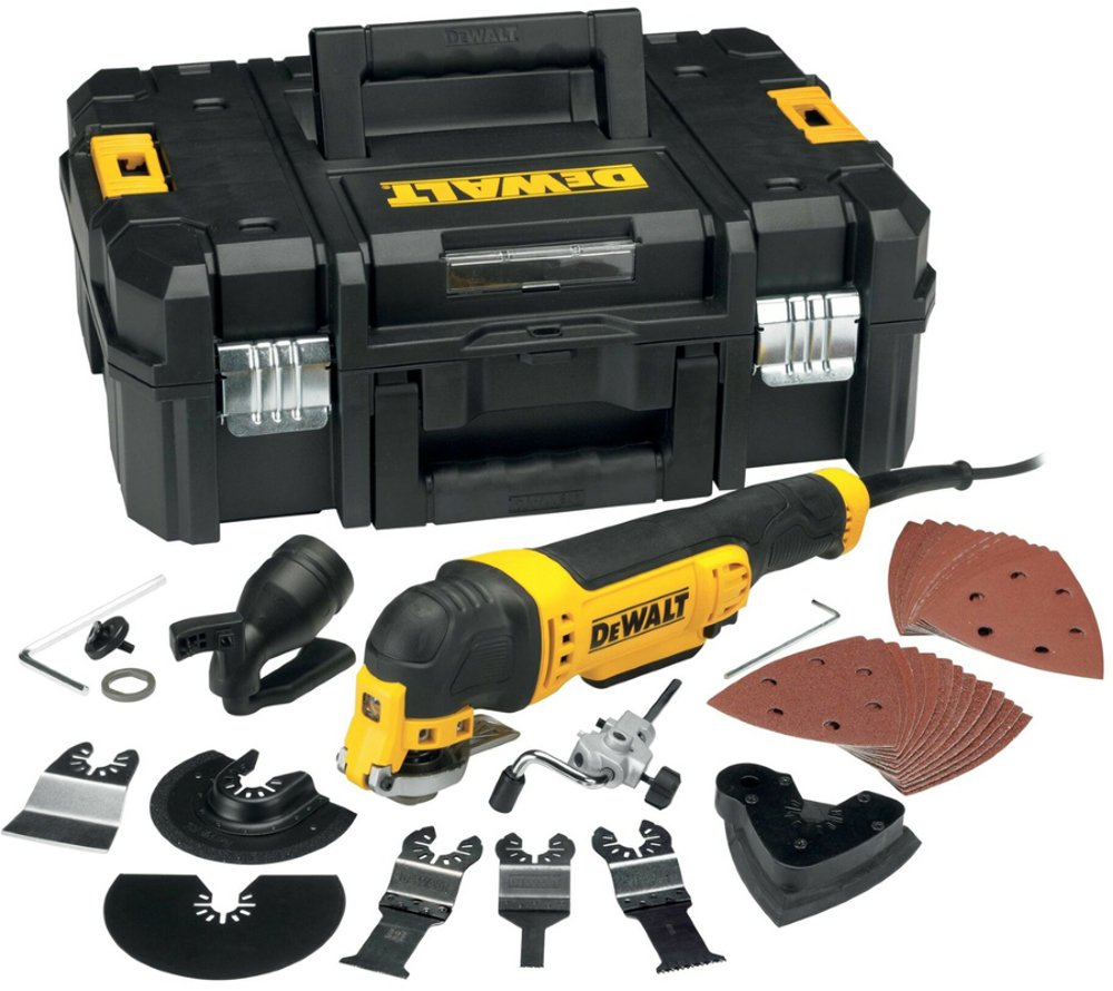 Elektrinis daugiafunkcinis įrankis DEWALT DWE315KT-QS, galia 300 W, 37 priedai, lagaminas