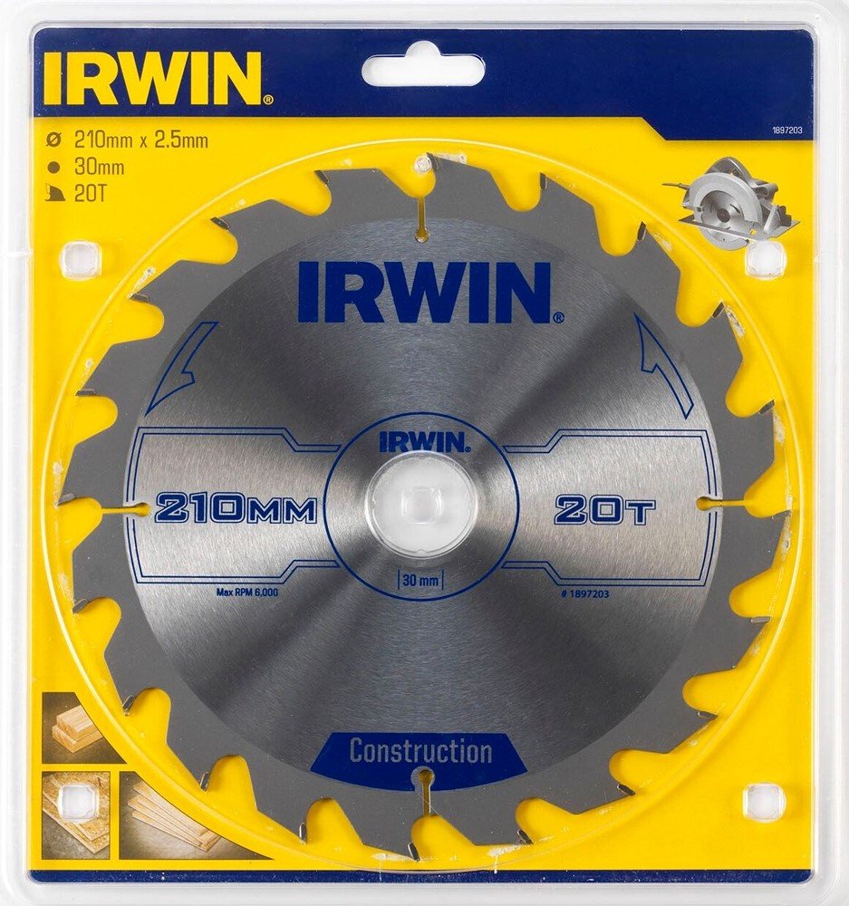 Medžio pjovimo diskas su kietmetaliu IRWIN, 210 mm x 20 T