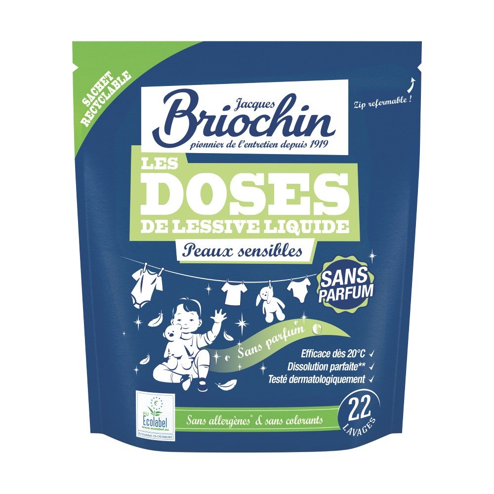 Skalbimo kapsulės BRIOCHIN, jautriai odai, be kvapiųjų medžiagų, 22 vnt., 66930
