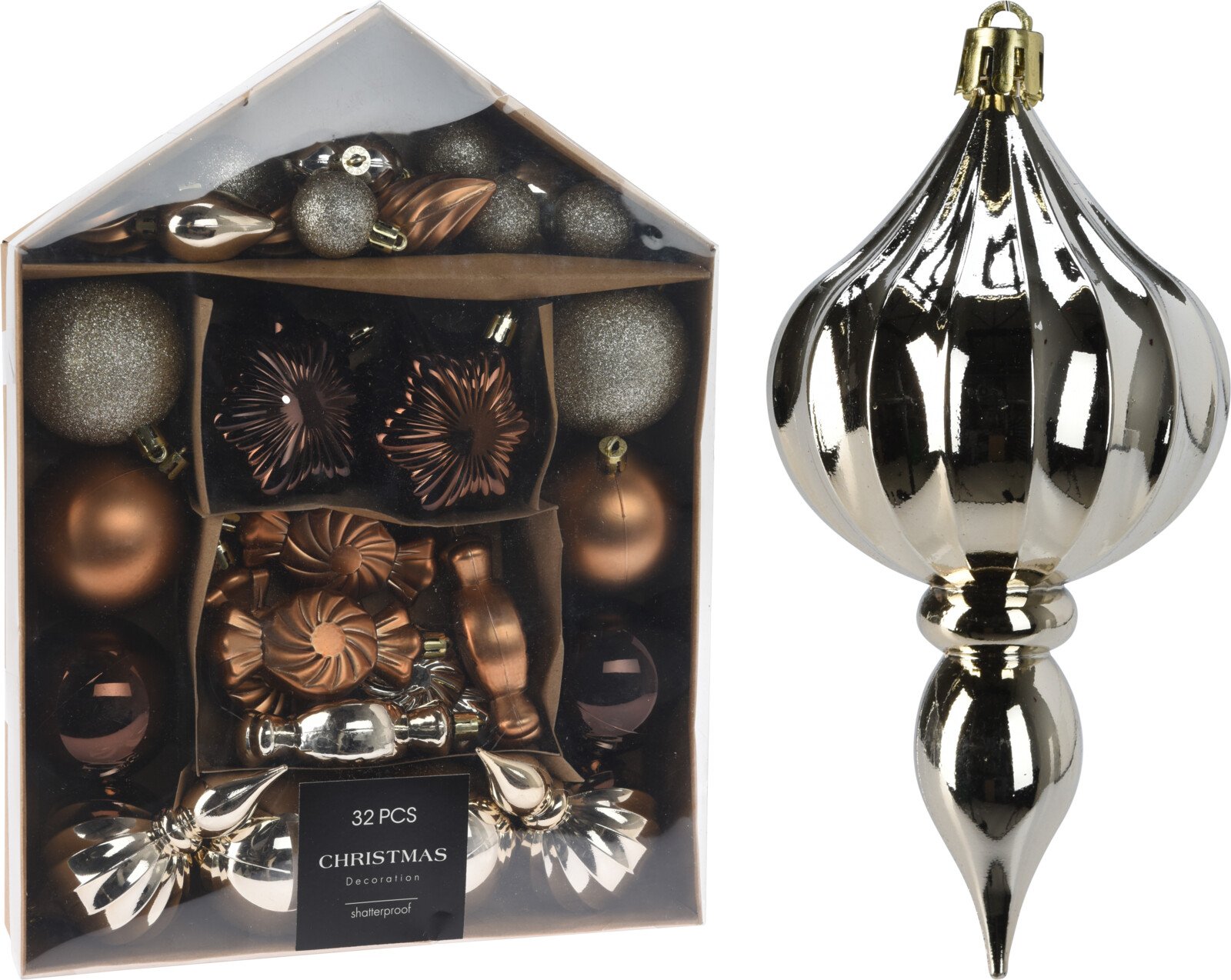 Eglutės žaisliukų rinkinys, 32 vnt., įvairių spalvų ir dizainų