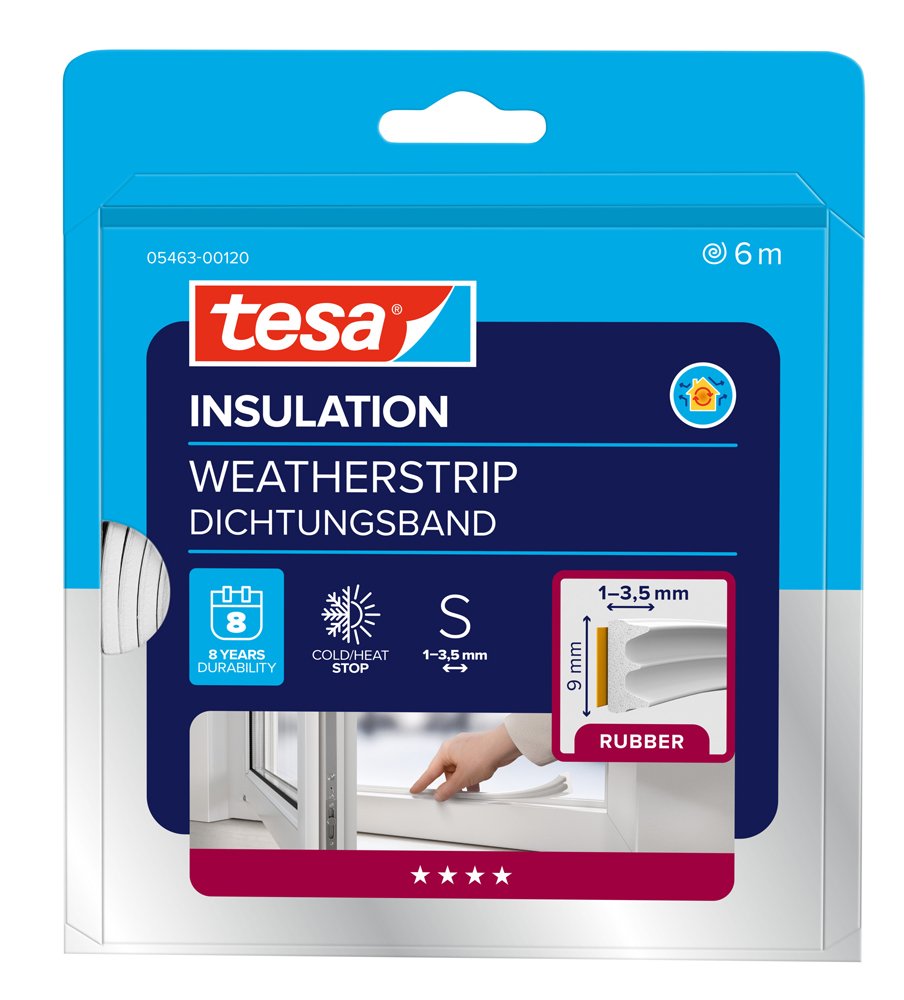 Sandarinimo juosta TESA, balta, E profilis, 6m x 9mm x 3,5mm