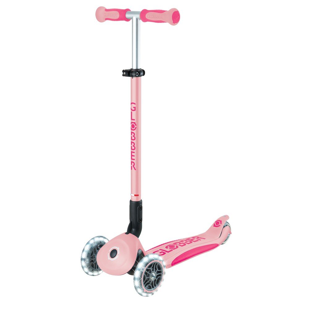 Paspirtukas GLOBBER Go Up Deluxe Lights, pastelinis rožinis,maksimali apkrova iki 20kg, 748-710