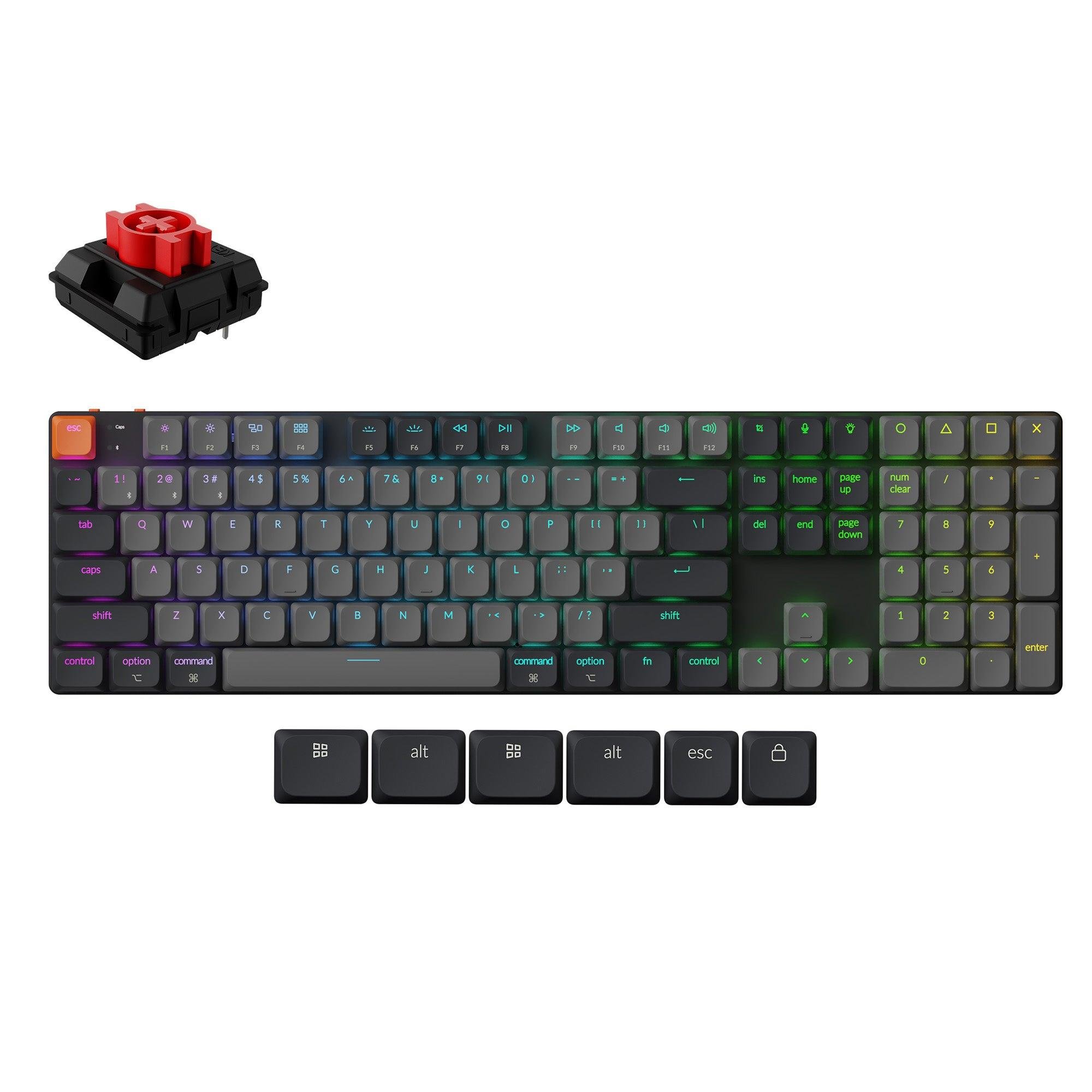 Belaidė žaidimų klaviatūra KEYCHRON K5 QMK RGB, 100% mechaninė, juodos sp., K5X-H1