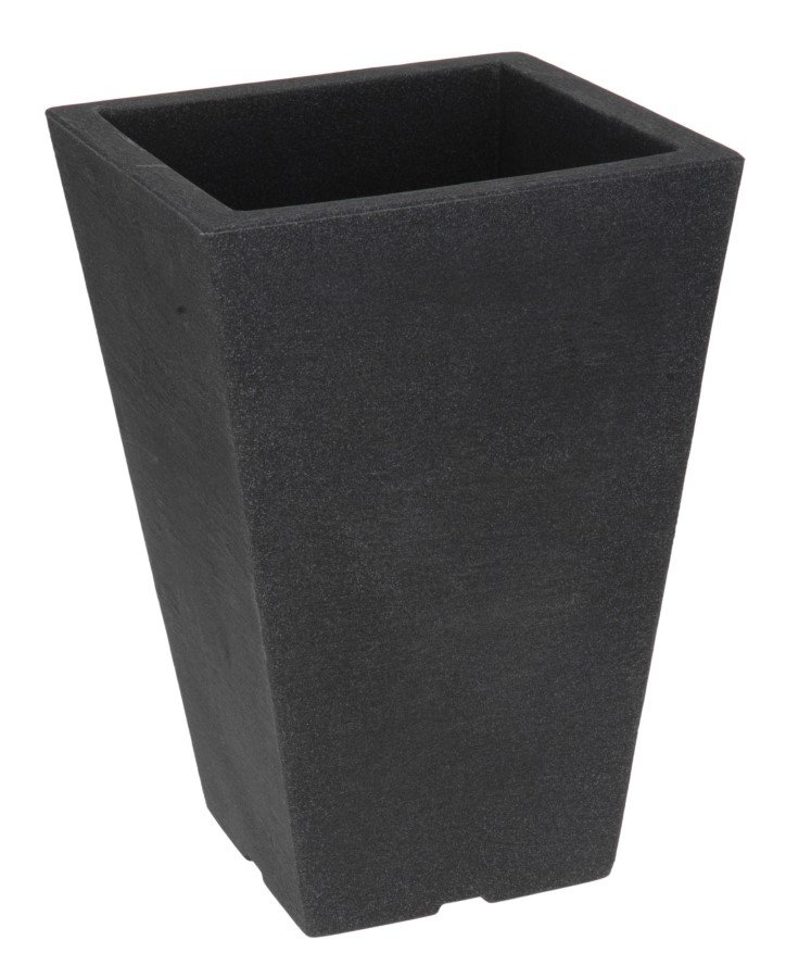 Plastikinis lauko vazonas, kvadratinis, juodos sp., 24 x 24 x 35 cm.