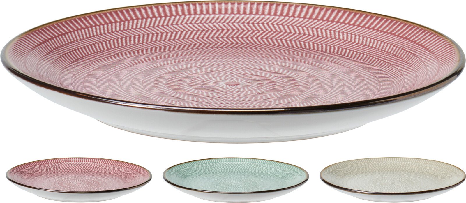 Lėkštė, keraminė, 3 skirtingos sp., skersmuo 19,5 cm