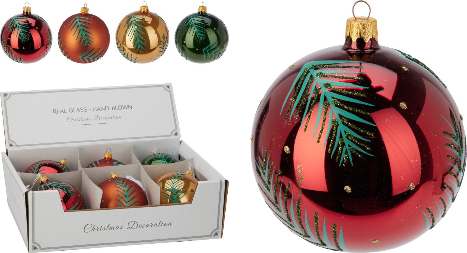 Eglutės žaisliukas, stiklas, 4 skirtingos sp., skersmuo 10 cm