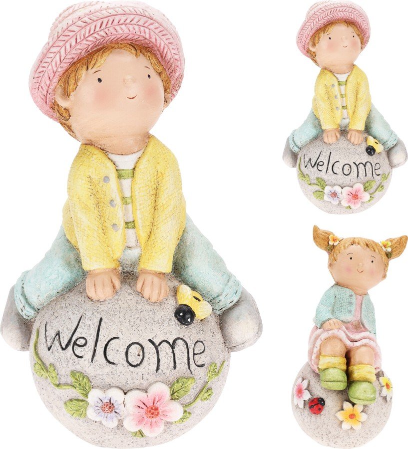 Sodo dekoracija Vaikai, ant akmens, 2 skirtingų dizainų, 25 x 20 x 42 cm.