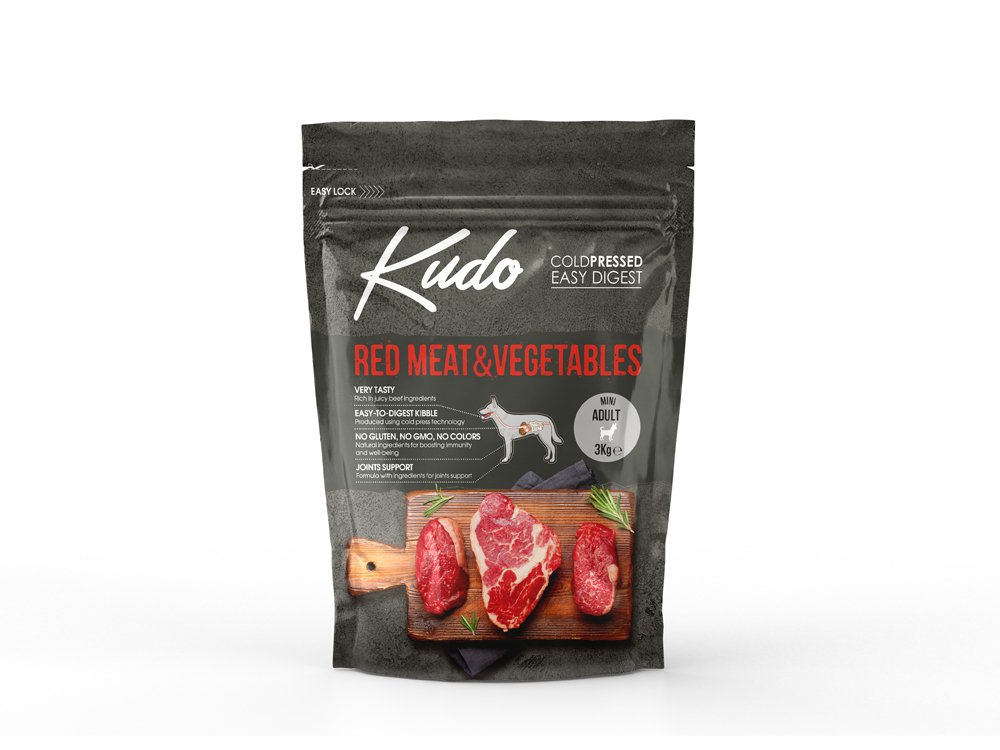 Sausas ėdalas šunims KUDO Mini Adult, su raudona mėsa ir daržovėmis, 3 kg
