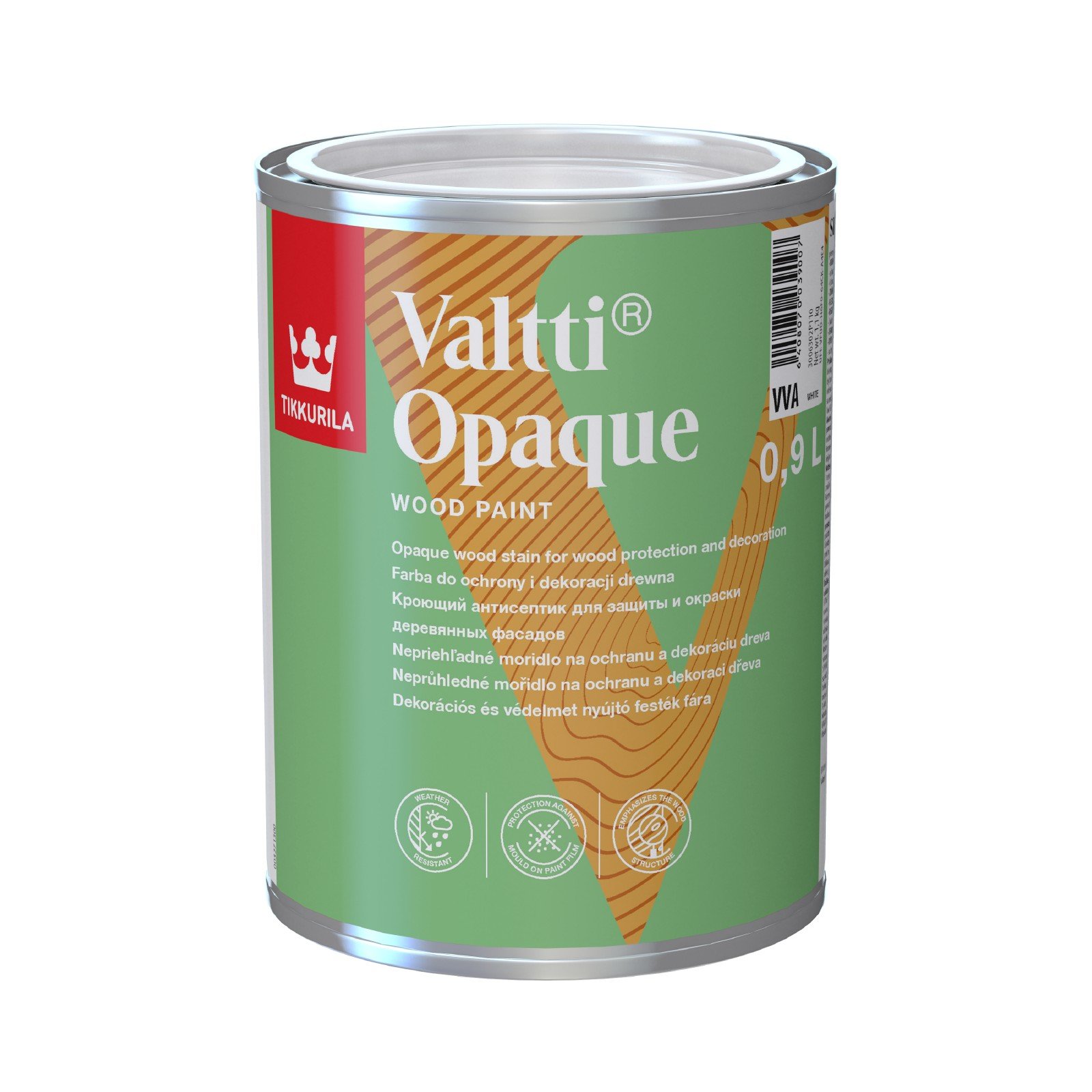 Lauko medienos dažai TIKKURILA Valtti Opaque VVA, pusiau matiniai, ilgalaikė apsauga, 0,9L
