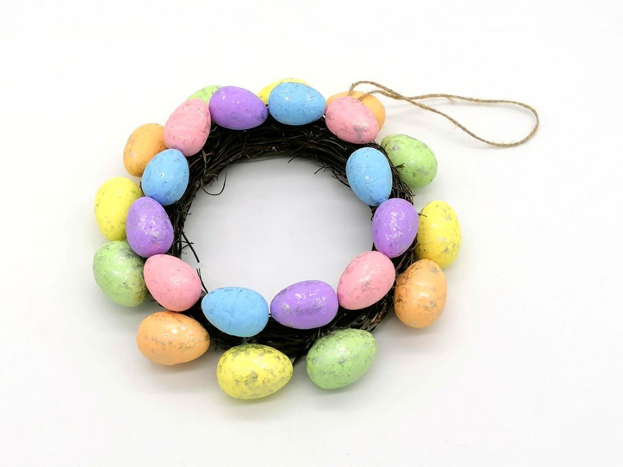 Velykinė dekoracija Vainikas, pagamintas iš kiaušinių, 2 apskritimai