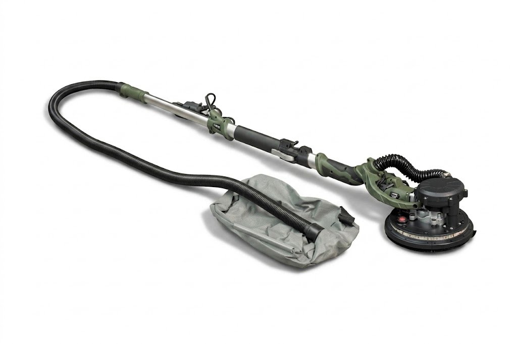 Elektrinė glaisto šlifavimo mašina HERVIN TOOLS+, 800 W, LED apšvietimas ant šlif. pado, d-225 mm, su kotu, 1200-1700 mm, DS800