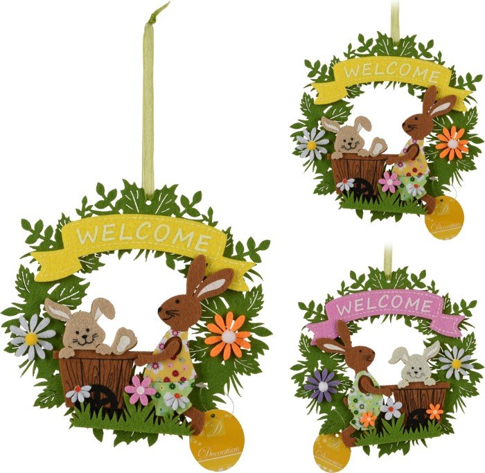 Dekoracija Velykinis vainikas, 19 cm, 2 skirtingos sp.