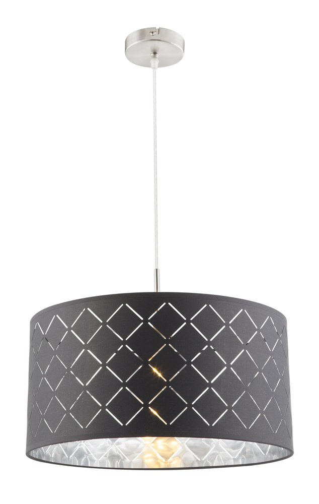 Pakabinamas šviestuvas GLOBO Kidal, E27, 1 x 60W, 230V, pilkai sidabrinė metalik tekstilė, 400 x 1400 mm, 15228H