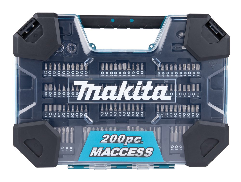 Grąžtų ir sukimo antgalių komplektas MAKITA MACCESS, 200 vnt. priedų rinkinys