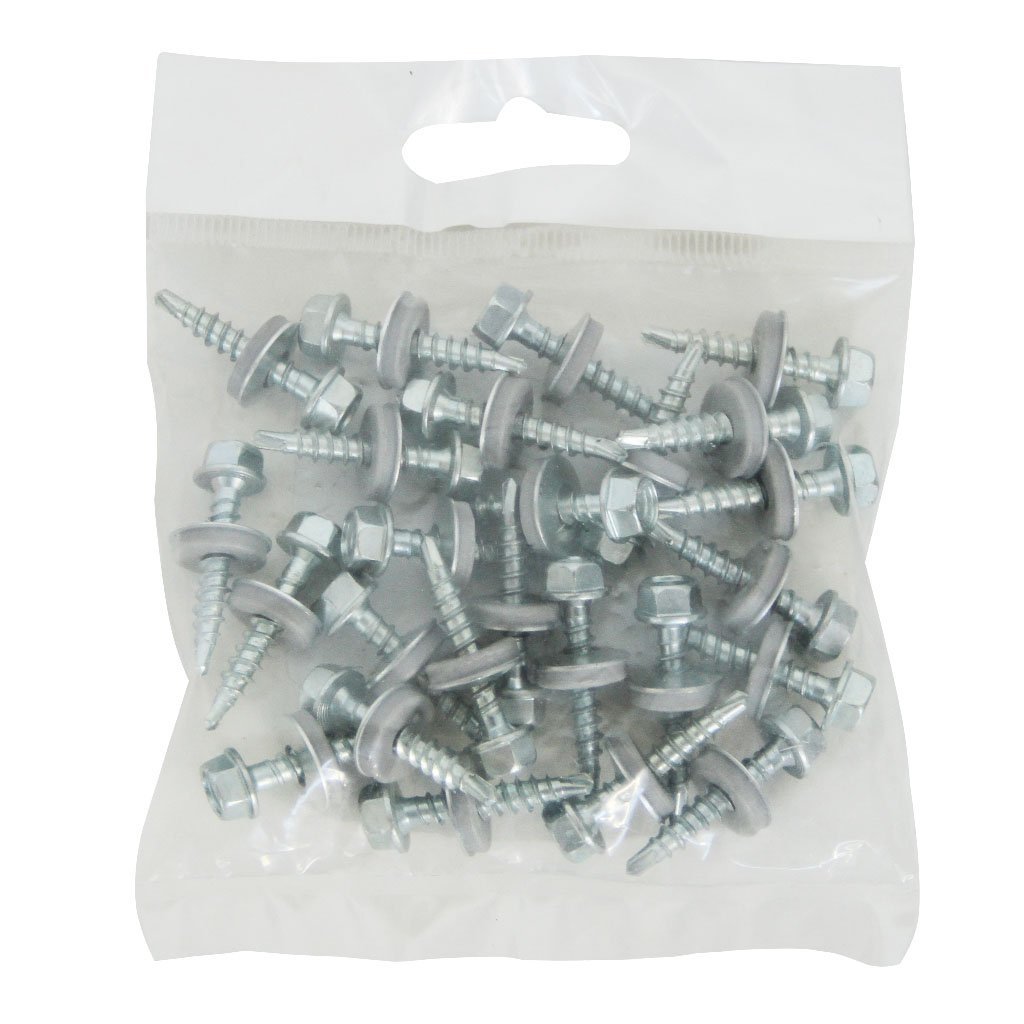 Stoginiai savisriegiai ETANCO, 4,8 x 20 mm, 25 vnt., cinkuoti, su tarpine, tamsiai rudos spalvos RAL8019, (RR32)