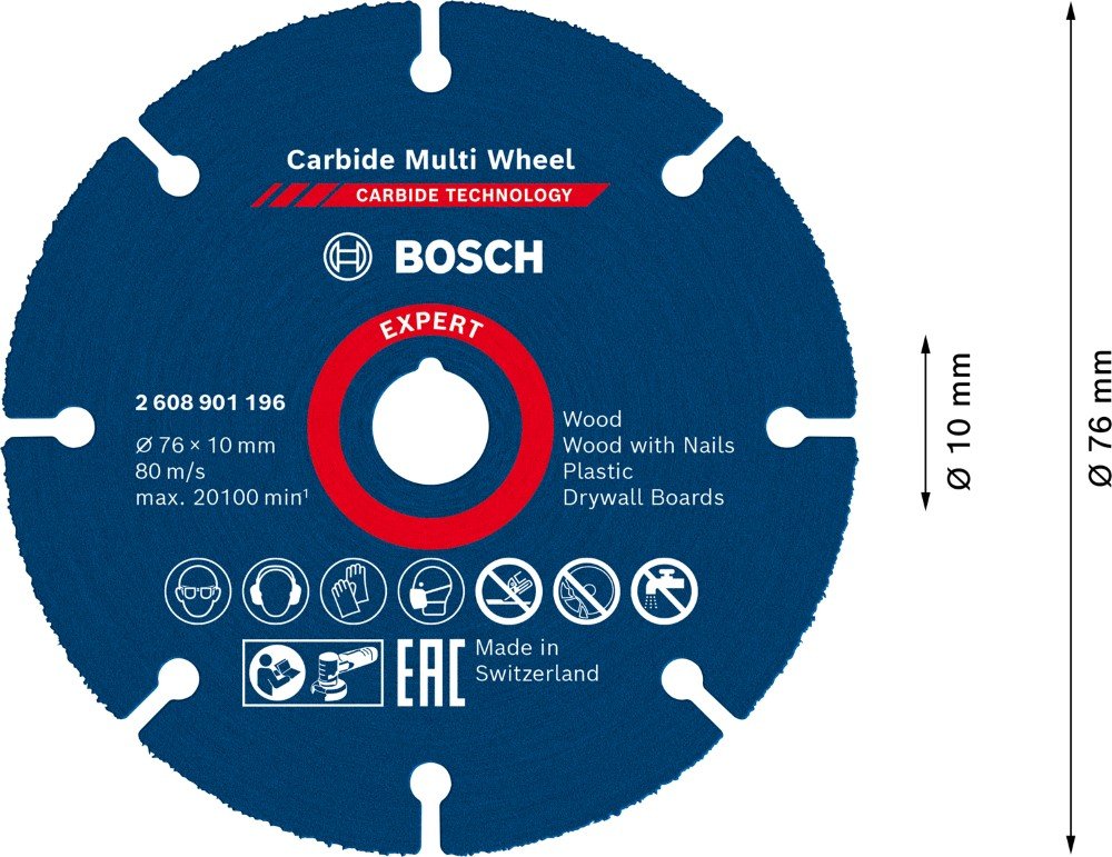 Pjovimo diskas BOSCH GWS 12V-76, 76 x 10 x 1 mm