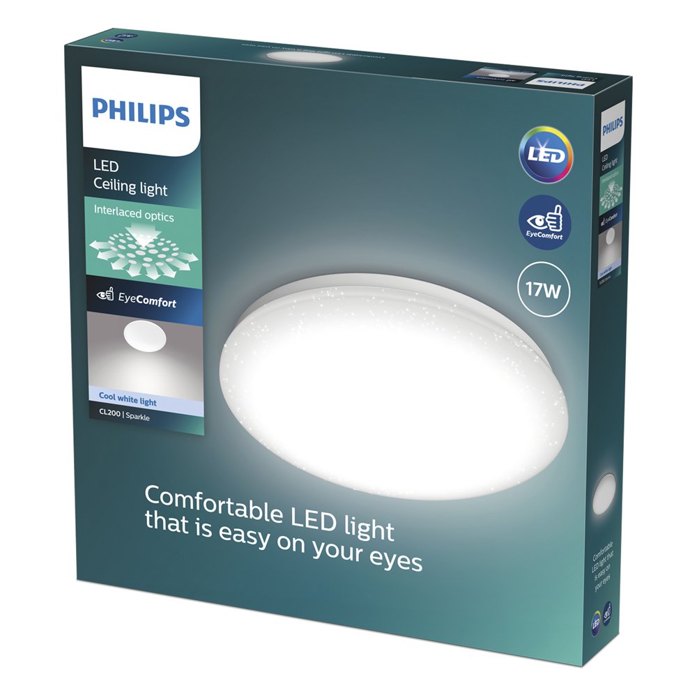 Lubinis LED šviestuvas PHILIPS CL200, 17W, 1900 lm, 4000K, spindesio efektas, baltos sp.