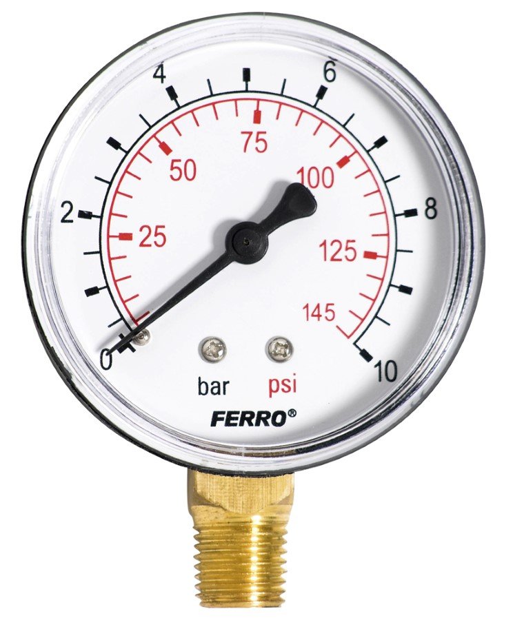 Radialinis manometras FERRO, 10 barų, 63 mm, 1/4", M6310R