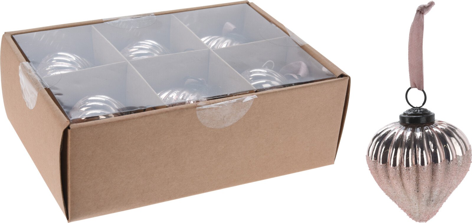 Eglutės žaisliukas, stiklinis, rožinės sp., 8 x 8 x 8 cm