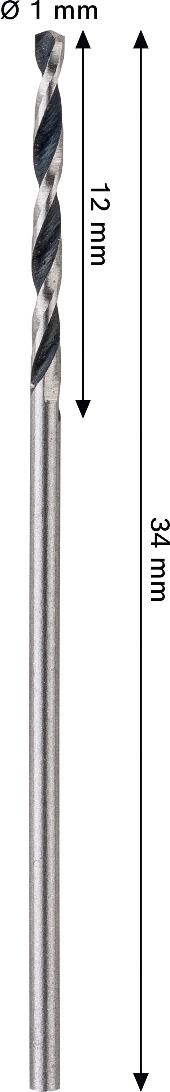 Grąžtas metalui BOSCH HSS, (PointTeQ), cilindrinis kotas, 1 mm, 2 vnt.