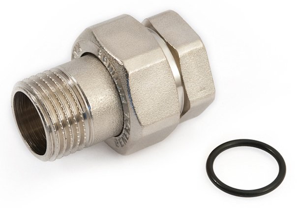 Išardomas žalvarinis nikeliuotas sujungimas GENERAL FITTINGS, 1/2'' vidus/išorė, tiesus (su žiedu)