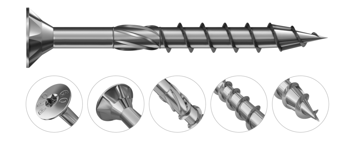 Konstrukciniai medsraigčiai RAWLPLUG Procut, 4,5 x 35 mm, įleidžiama galva, 120 vnt., TORX