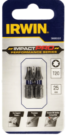 Smūginiai sukimo antgaliai IRWIN Impact Pro, 25 mm, 2 x T20