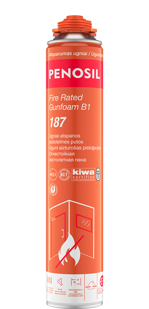 Sandarinimo putos PENOSIL Fire Rated Gunfoam B1 187, ugniai atsparios, pistoletinės, 750 ml